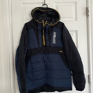 Superdry Black and Navy Hooded Puffer Jacket